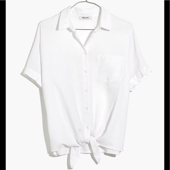 Madewell Short-sleeve Tie-front Shirt - Picture 4 of 6